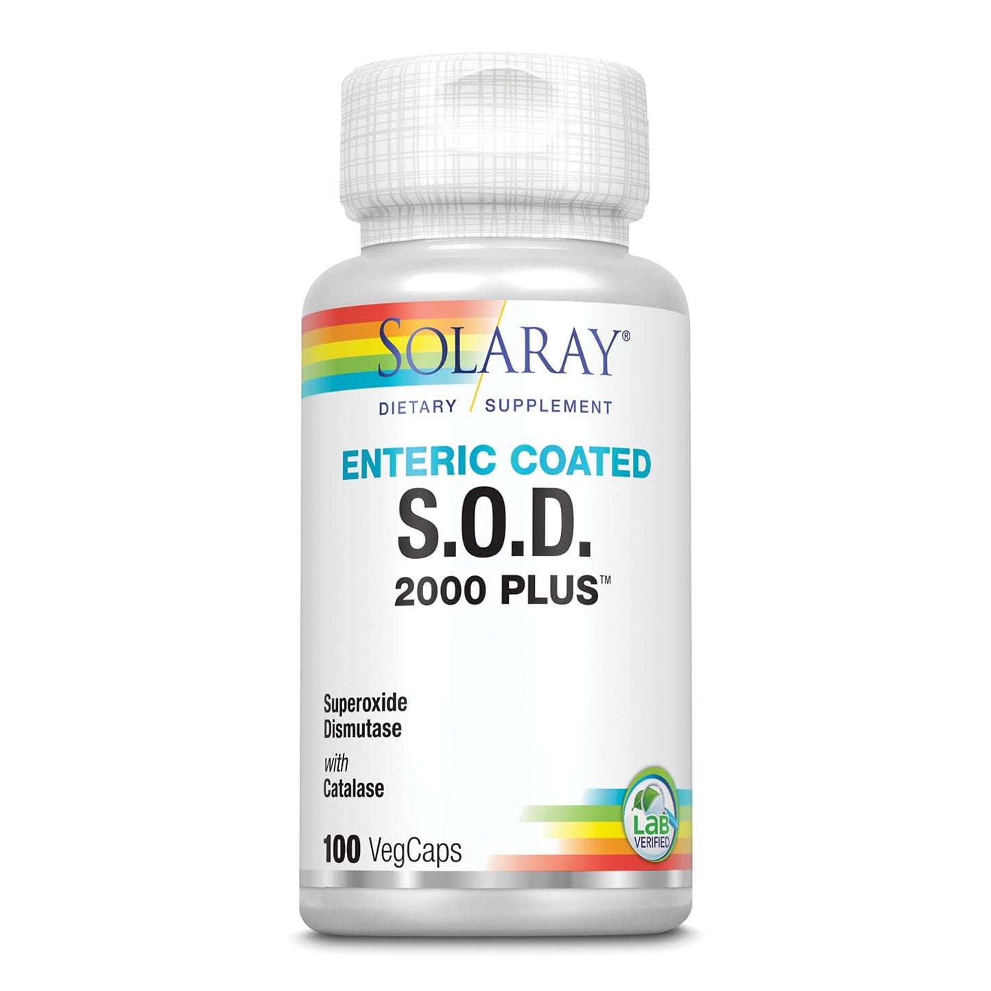 SOLARAY S.O.D. 2000 Plus - Superoxide Dismutase (SOD) and Catalase Antioxidant Supplement, Wellness Support - w/Green Tea Extract, Calcium, Rosemary, Grape Seed Extract, 60-Day Guarantee, 100 Servings - dailyvitalstore