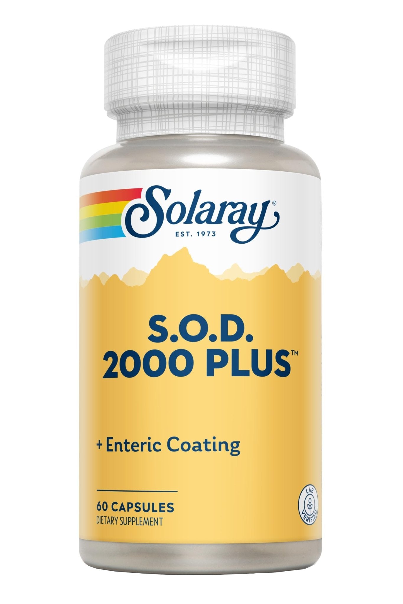 SOLARAY S.O.D. 2000 Plus - Superoxide Dismutase (SOD) and Catalase Antioxidant Supplement, Wellness Support - w/Green Tea Extract, Calcium, Rosemary, Grape Seed Extract, 60-Day Guarantee, 100 Servings - dailyvitalstore