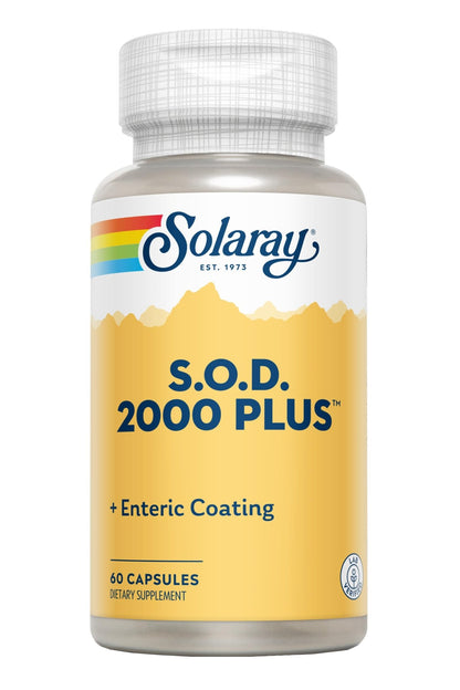 SOLARAY S.O.D. 2000 Plus - Superoxide Dismutase (SOD) and Catalase Antioxidant Supplement, Wellness Support - w/Green Tea Extract, Calcium, Rosemary, Grape Seed Extract, 60-Day Guarantee, 100 Servings - dailyvitalstore