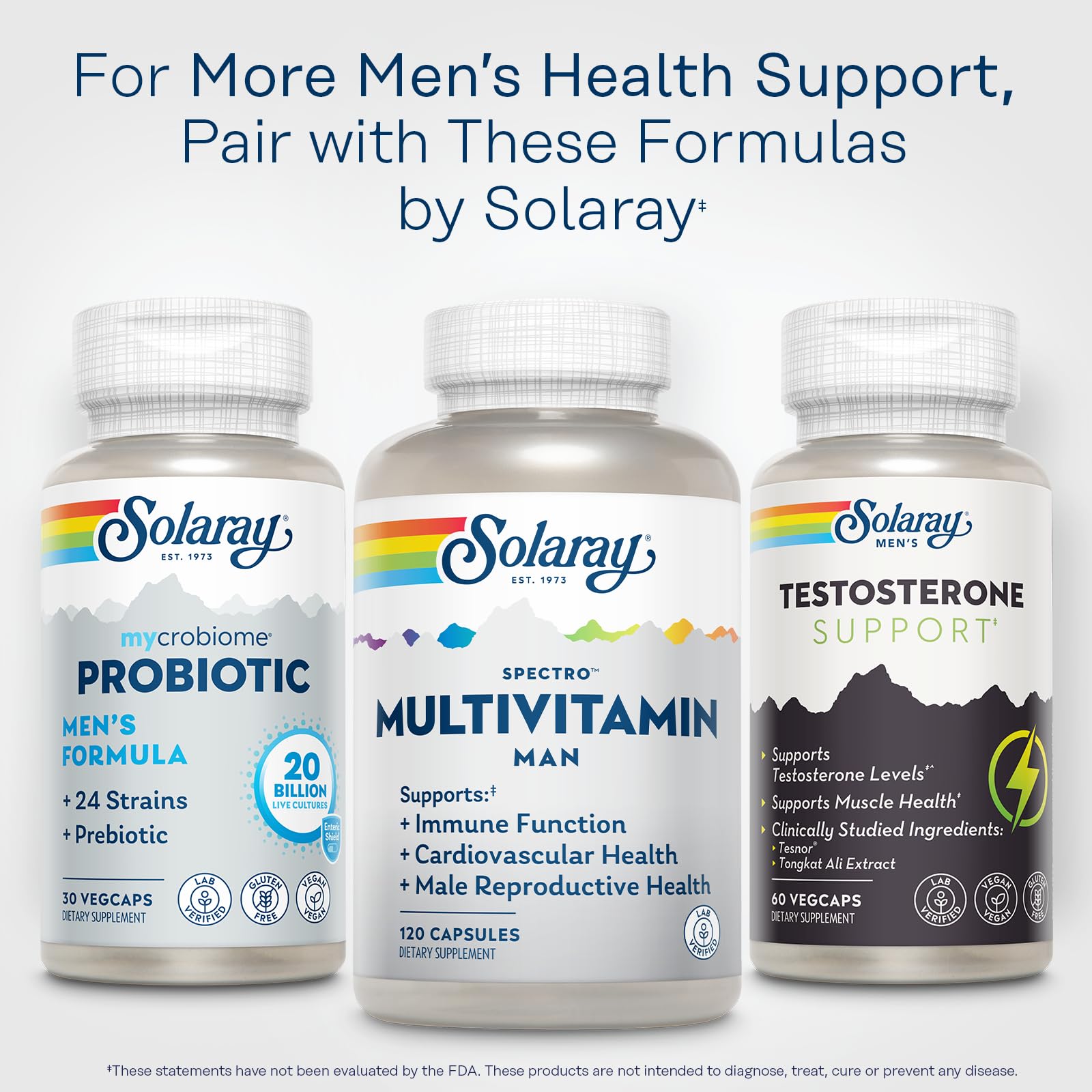 SOLARAY Spectro Multivitamin for Men - Cellular Energy, Heart Health, Immune Support - 45 Vitamins and Minerals w/Vitamin A, Vitamin C, D, Zinc, Digestive Enzymes, CoQ10, 60-Day Guarantee, 30 Serv. - dailyvitalstore