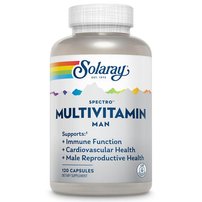 SOLARAY Spectro Multivitamin for Men - Cellular Energy, Heart Health, Immune Support - 45 Vitamins and Minerals w/Vitamin A, Vitamin C, D, Zinc, Digestive Enzymes, CoQ10, 60-Day Guarantee, 30 Serv. - dailyvitalstore