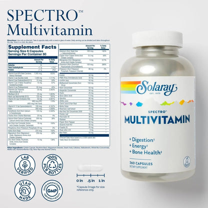 SOLARAY Spectro Multivitamin with Iron - Multi Vitamin with Calcium, Magnesium, Energizing Greens, Herbs & Digestive Enzymes - dailyvitalstore
