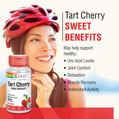 Solaray Tart Cherry Fruit Extract 850 mg - Tart Cherry Supplement with Antioxidants, Fruit Juice Extract with Flavonoids - 90 VegCaps - dailyvitalstore