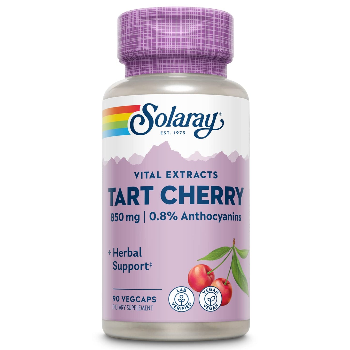 Solaray Tart Cherry Fruit Extract 850 mg - Tart Cherry Supplement with Antioxidants, Fruit Juice Extract with Flavonoids - 90 VegCaps - dailyvitalstore