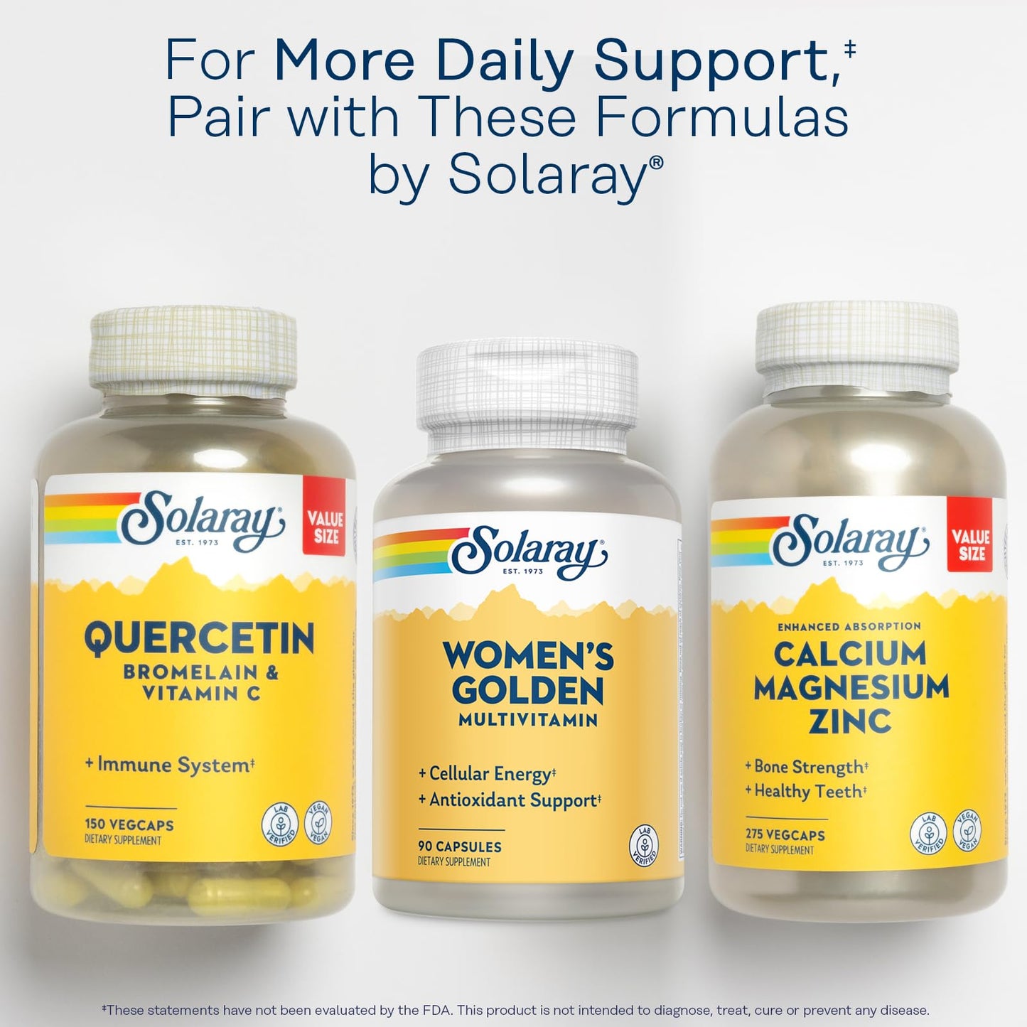 SOLARAY Women's Golden Multivitamin Supplement - Daily Wellness Vitamins for Women, Nutrient Rich, Cellular Energy Support Caps, Complex with Vitamins A, C, D, & E, Biotin, Calcium & More- 90 Capsules - dailyvitalstore