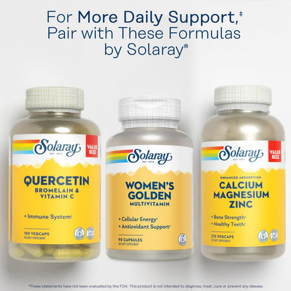 SOLARAY Women's Golden Multivitamin Supplement - Daily Wellness Vitamins for Women, Nutrient Rich, Cellular Energy Support Caps, Complex with Vitamins A, C, D, & E, Biotin, Calcium & More- 90 Capsules - dailyvitalstore