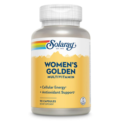 SOLARAY Women's Golden Multivitamin Supplement - Daily Wellness Vitamins for Women, Nutrient Rich, Cellular Energy Support Caps, Complex with Vitamins A, C, D, & E, Biotin, Calcium & More- 90 Capsules - dailyvitalstore