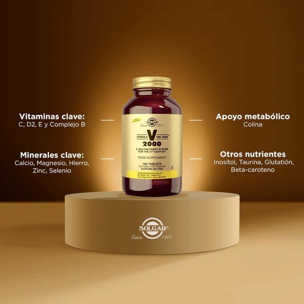 Solgar Formula VM-2000 (Multinutrient System), 180 Tablets - Premium Quality Multiple - Contains Zinc - Supports A Healthy Immune System - Vegan, Dairy Free, Kosher - 90 Servings - dailyvitalstore