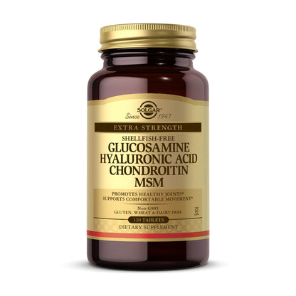 Solgar Glucosamine Hyaluronic Acid Chondroitin MSM, 120 Tablets - Supports Healthy Joints - Supports Range of Motion & Flexibility - Extra Strength, Shellfish Free - dailyvitalstore