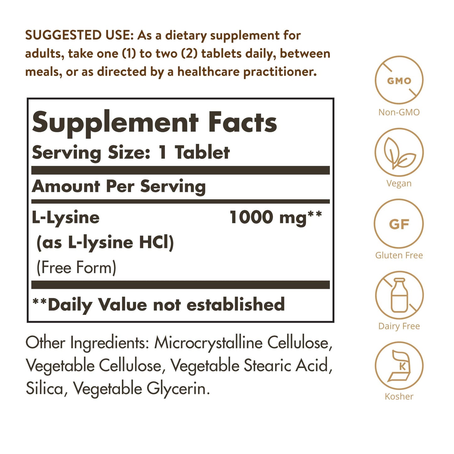 Solgar L-Lysine 1000 mg, 250 Tablets - Enhanced Absorption and Assimilation - Promotes Integrity of Skin and Lips - Collagen Support - Amino Acids - dailyvitalstore