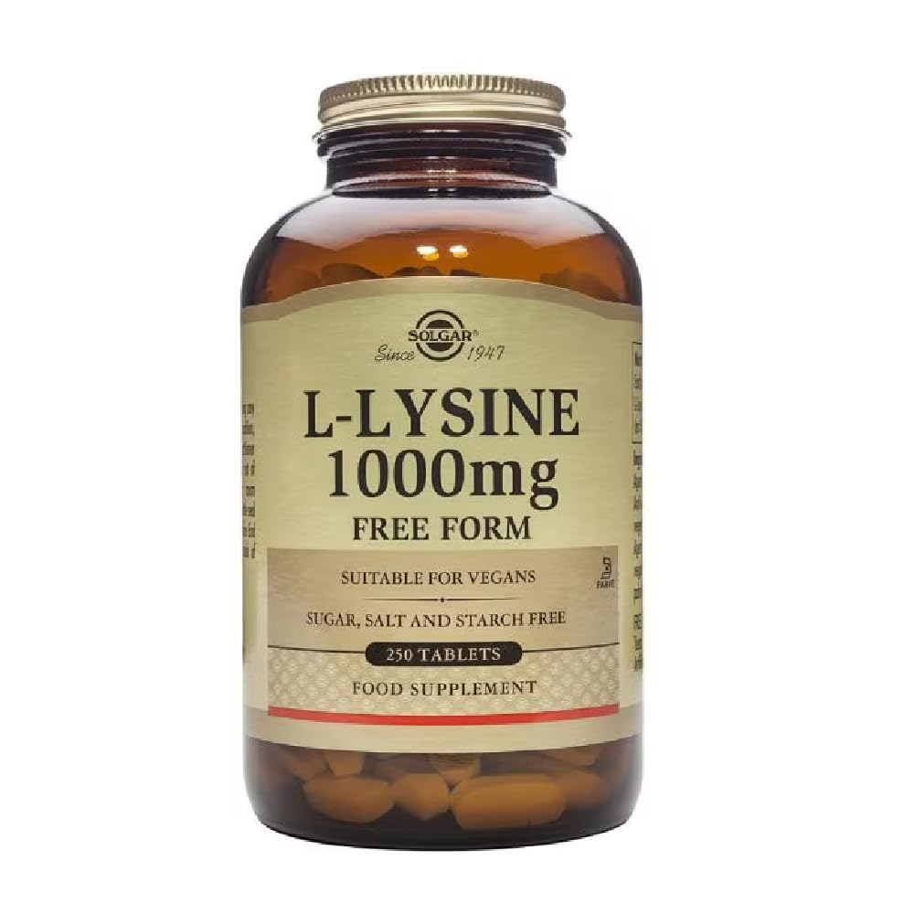 Solgar L-Lysine 1000 mg, 250 Tablets - Enhanced Absorption and Assimilation - Promotes Integrity of Skin and Lips - Collagen Support - Amino Acids - dailyvitalstore