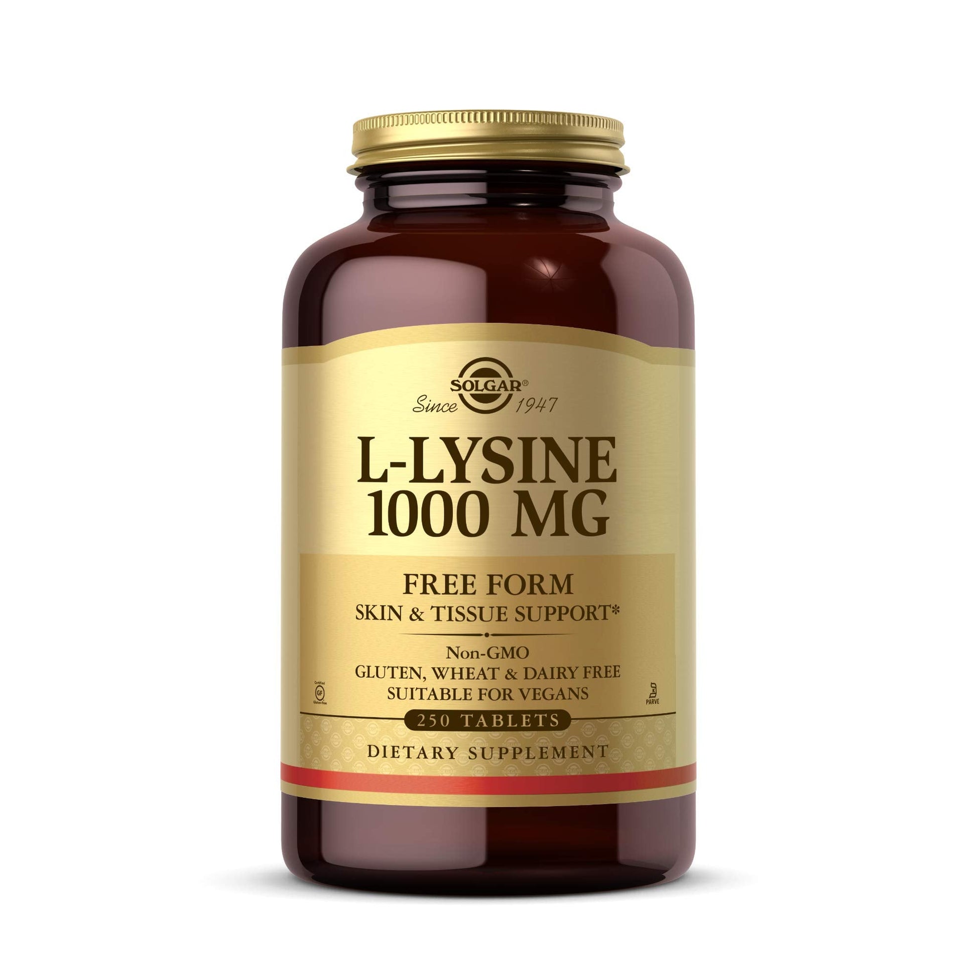 Solgar L-Lysine 1000 mg, 250 Tablets - Enhanced Absorption and Assimilation - Promotes Integrity of Skin and Lips - Collagen Support - Amino Acids - dailyvitalstore