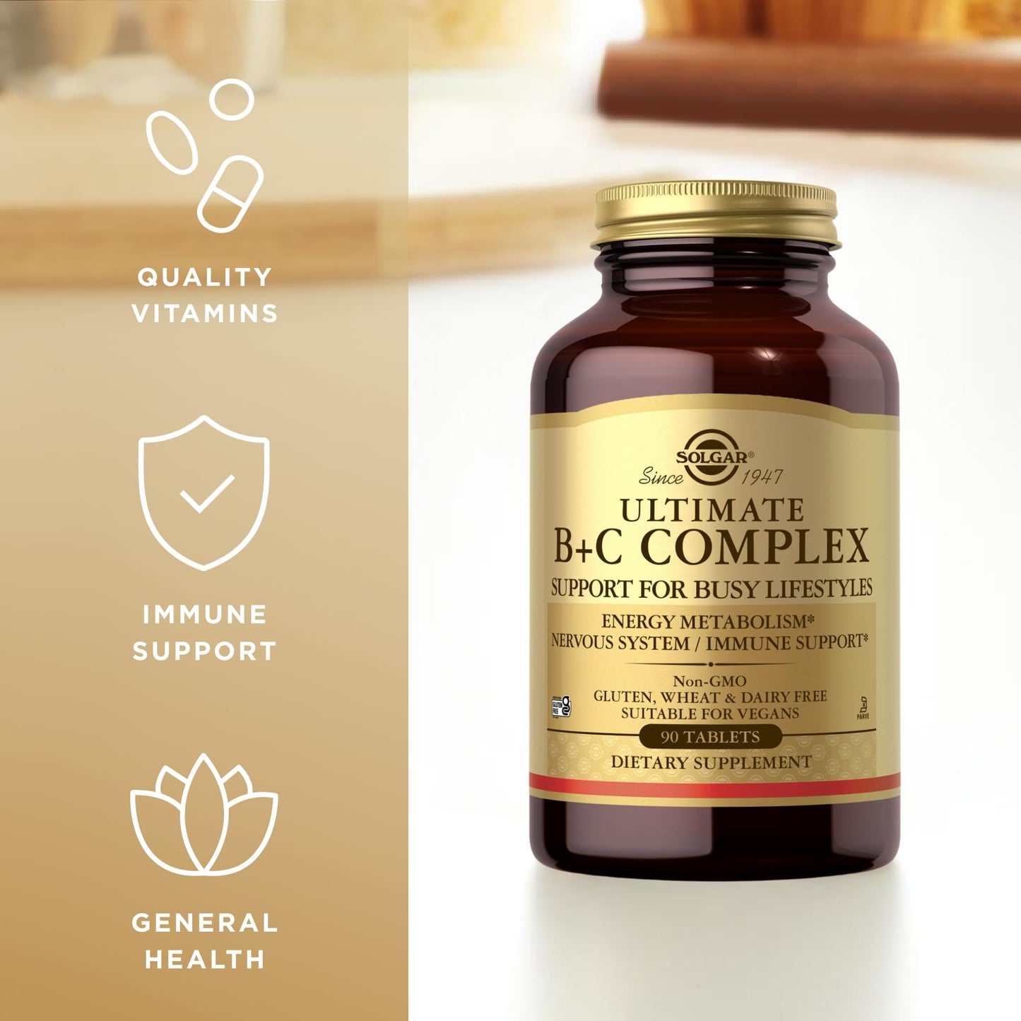 Solgar Ultimate B+C Complex Stress Formula 90 Tablets (Pack of 2) - dailyvitalstore