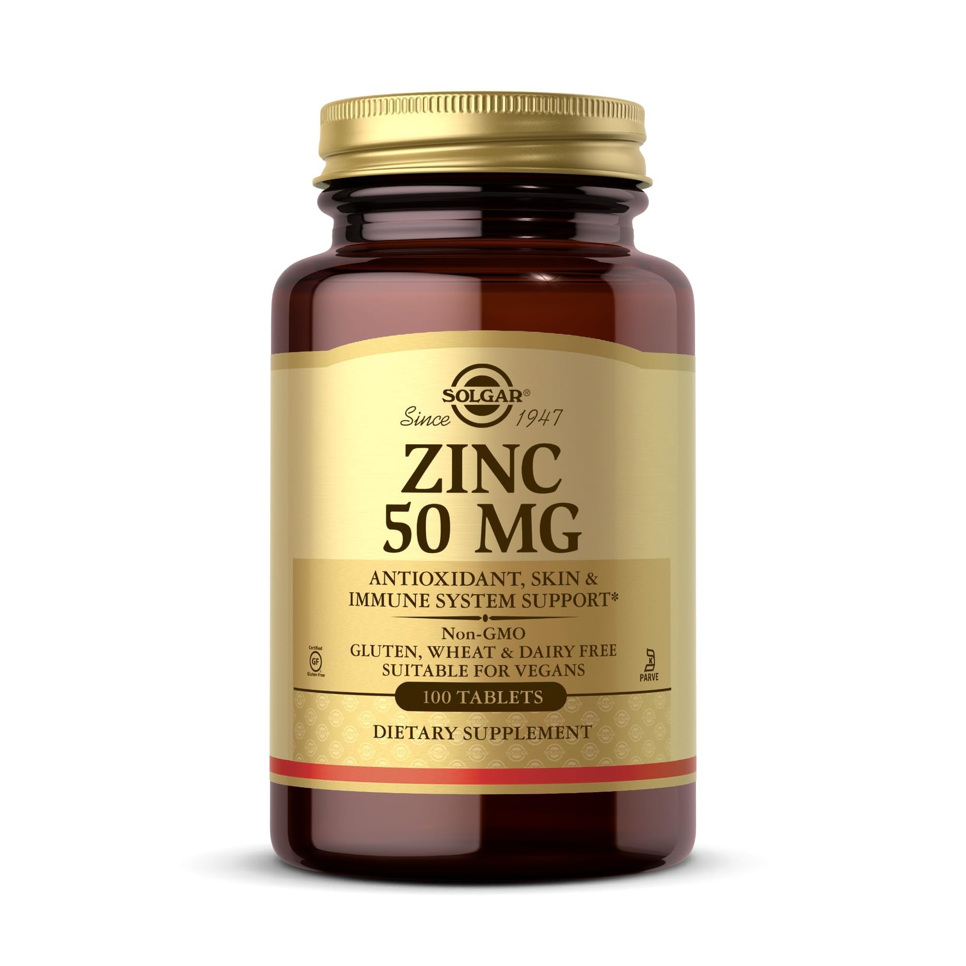 Solgar Zinc 50 mg, 100 Tablets - Zinc for Healthy Skin, Taste & Vision - Immune System & Antioxidant Support - Supports Cell Growth & DNA Formation - dailyvitalstore
