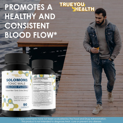 Solomons Tonic - Our Best Mens Blood Flow Supplement - Good Blood Flow Support - Male Blood Flow Capsules - Max Blood Flow Pills - Blood Circulation Supplements for Men - Male Blood Circulation Pills - dailyvitalstore