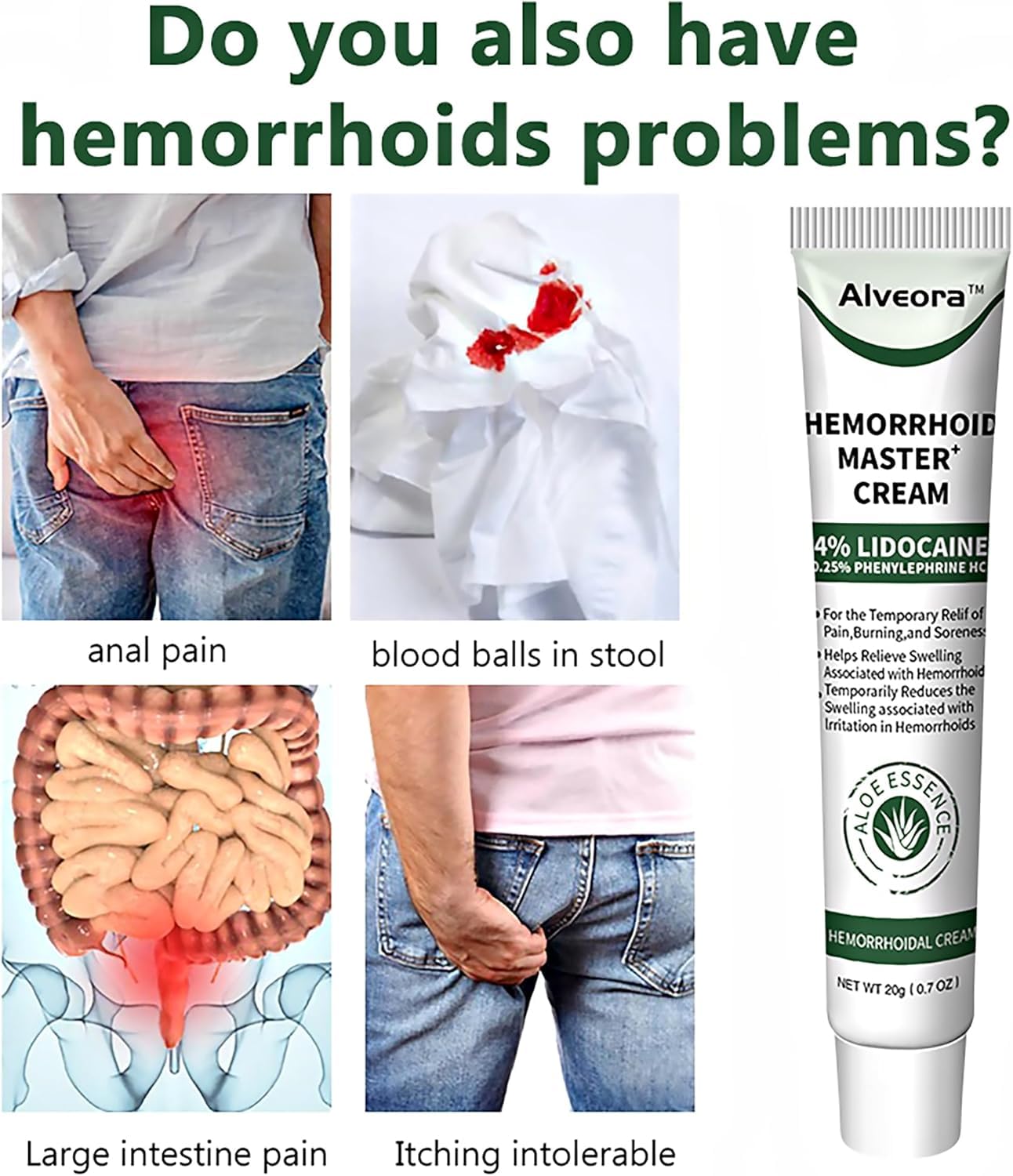 SOLUMIRA Perianal Care Cream, Hemorrhoid & Fissure Ointment with 4 Applicators, Relief Anal Pain, Itching, Swelling, Discomfort, Natural Herbs Fast Acting Ingredients - dailyvitalstore