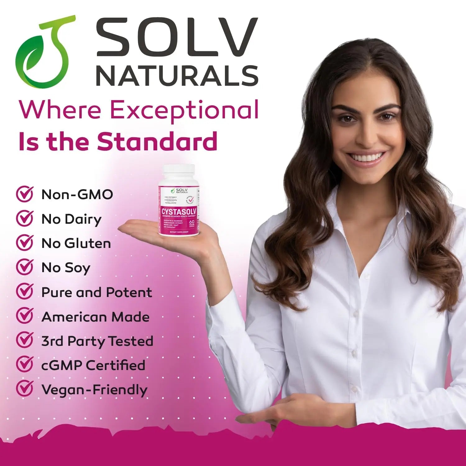 SOLV NATURALS CYSTASOLV Bladder & Pelvic Discomfort Formula - Enjoy Less Urgency & Flares* with Daily IC/BPS UTI Support – Premium Bladder & Urinary Support for Women & Men - 60 Vegan Capsules - dailyvitalstore