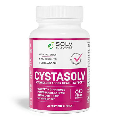 SOLV NATURALS CYSTASOLV Bladder & Pelvic Discomfort Formula - Enjoy Less Urgency & Flares* with Daily IC/BPS UTI Support – Premium Bladder & Urinary Support for Women & Men - 60 Vegan Capsules - dailyvitalstore