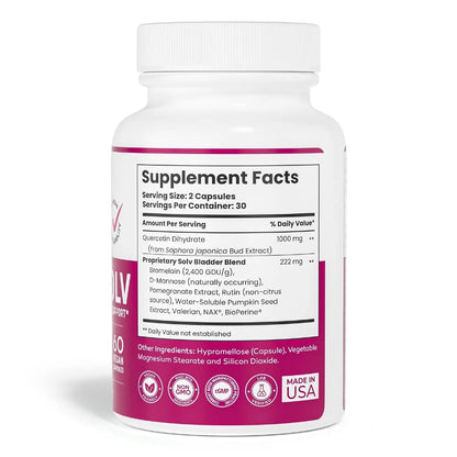 SOLV NATURALS CYSTASOLV Bladder & Pelvic Discomfort Formula - Enjoy Less Urgency & Flares* with Daily IC/BPS UTI Support – Premium Bladder & Urinary Support for Women & Men - 60 Vegan Capsules - dailyvitalstore