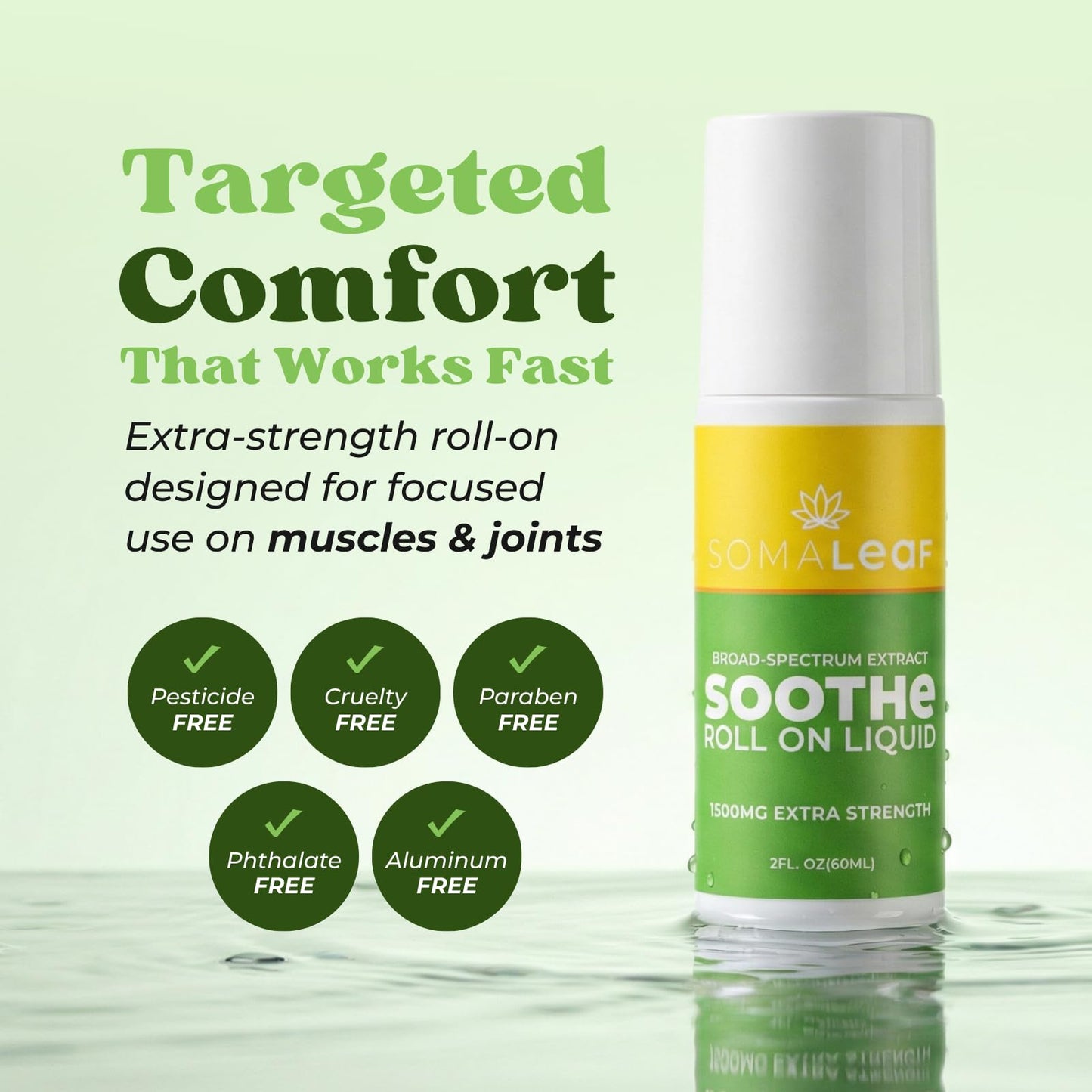 SomaLeaf Soothe Roll-On, 1500 MG, Extra Strength, Natural Comfort for Muscles, Hips, Joints, Neck, Back, Elbows, Fingers, Hands, and Knees - dailyvitalstore