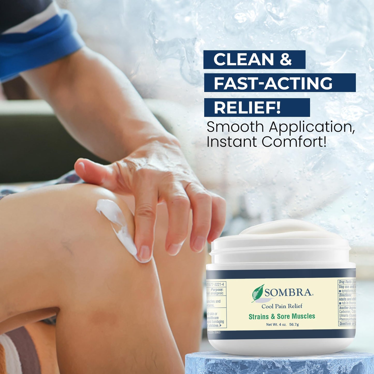 Sombra Original Cool Therapy Gel Cold Pain Relief for Swelling, Growing Pains, Soreness, Post-Workout, Vegan Formula Free of Artificial Fragrances, Dyes, NSAID, Wax, Petroleum, Alcohol - 4oz Jar - dailyvitalstore