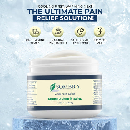Sombra Original Cool Therapy Gel Cold Pain Relief for Swelling, Growing Pains, Soreness, Post-Workout, Vegan Formula Free of Artificial Fragrances, Dyes, NSAID, Wax, Petroleum, Alcohol - 4oz Jar - dailyvitalstore
