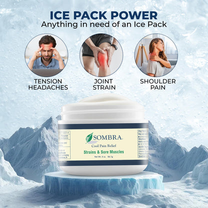 Sombra Original Cool Therapy Gel Cold Pain Relief for Swelling, Growing Pains, Soreness, Post-Workout, Vegan Formula Free of Artificial Fragrances, Dyes, NSAID, Wax, Petroleum, Alcohol - 4oz Jar - dailyvitalstore