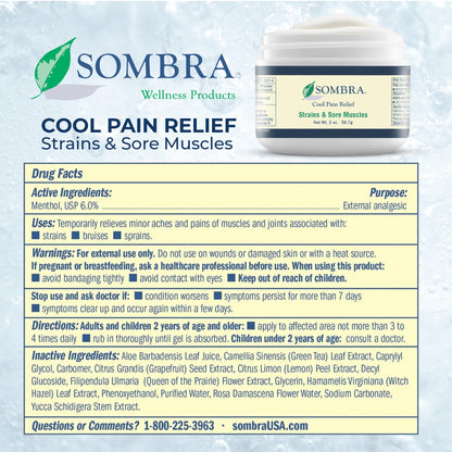 Sombra Warm & Cool Pain Relief Gel, Warm Relief for Arthritis and Chronic Pain Pre-Workout Muscle Rub, Cold for Swelling, Soreness, Post-Workout, Free of Artificial Fragrances, 2oz Per Jar - dailyvitalstore