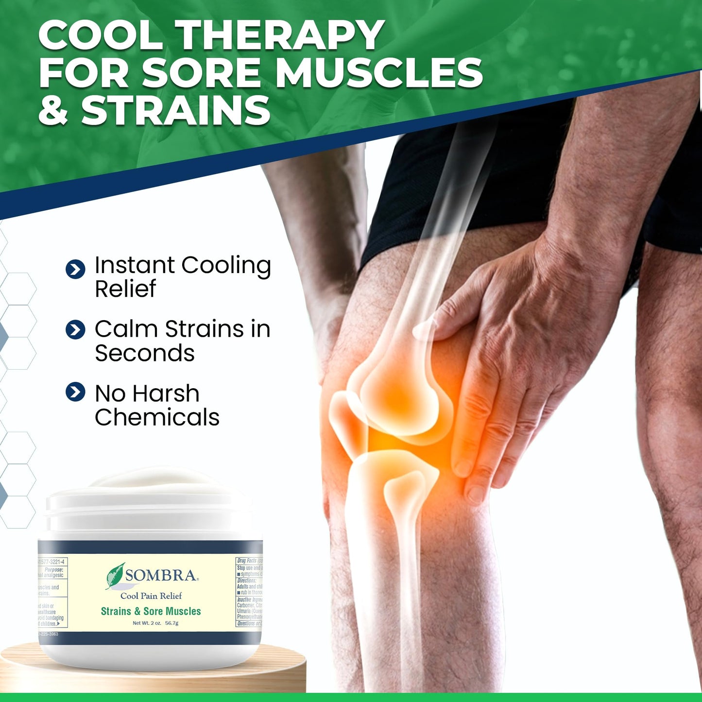 Sombra Warm & Cool Pain Relief Gel, Warm Relief for Arthritis and Chronic Pain Pre-Workout Muscle Rub, Cold for Swelling, Soreness, Post-Workout, Free of Artificial Fragrances, 2oz Per Jar - dailyvitalstore