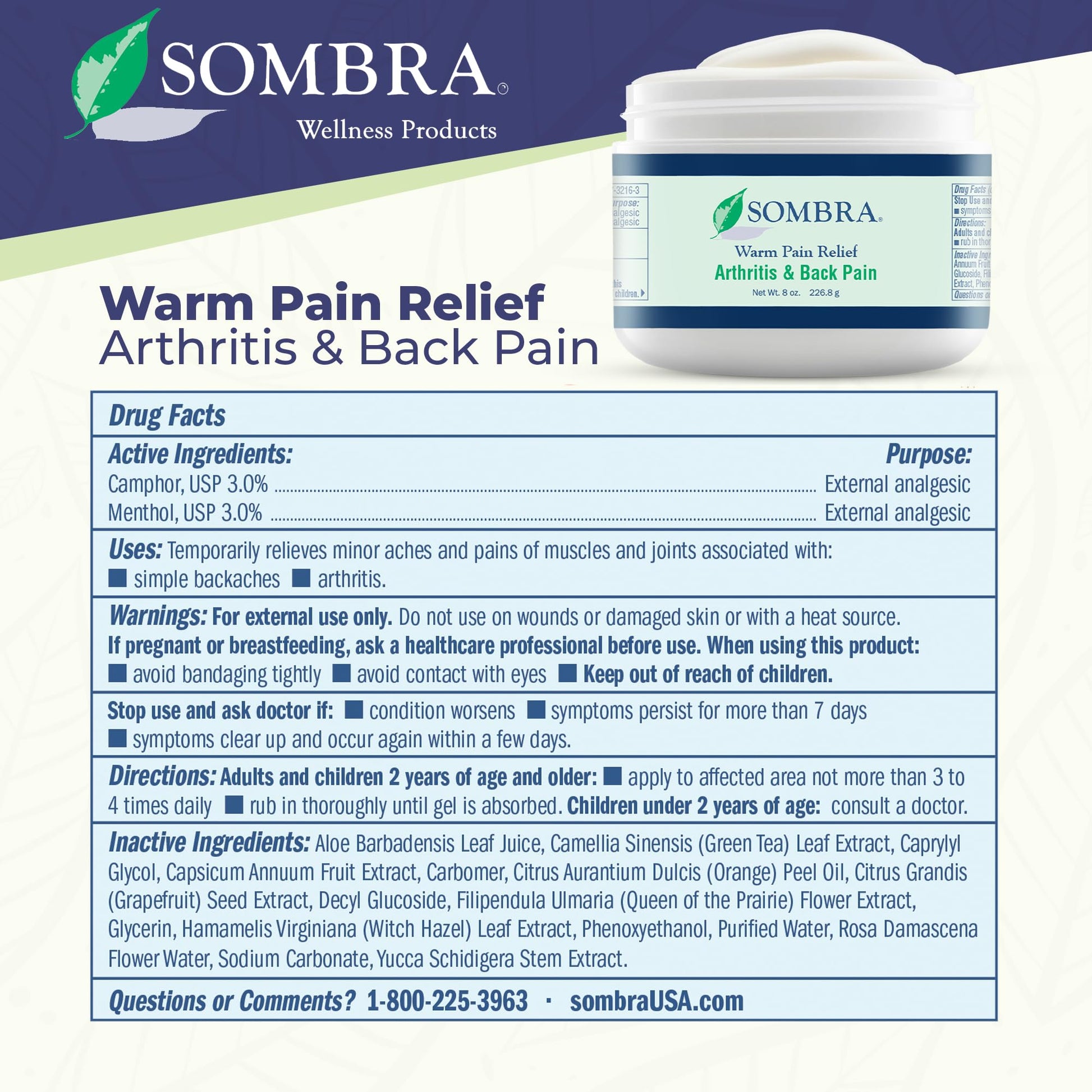 Sombra Warm Therapy Gel – Warming Muscle Comfort & Tension Relief – 8oz Jar - dailyvitalstore