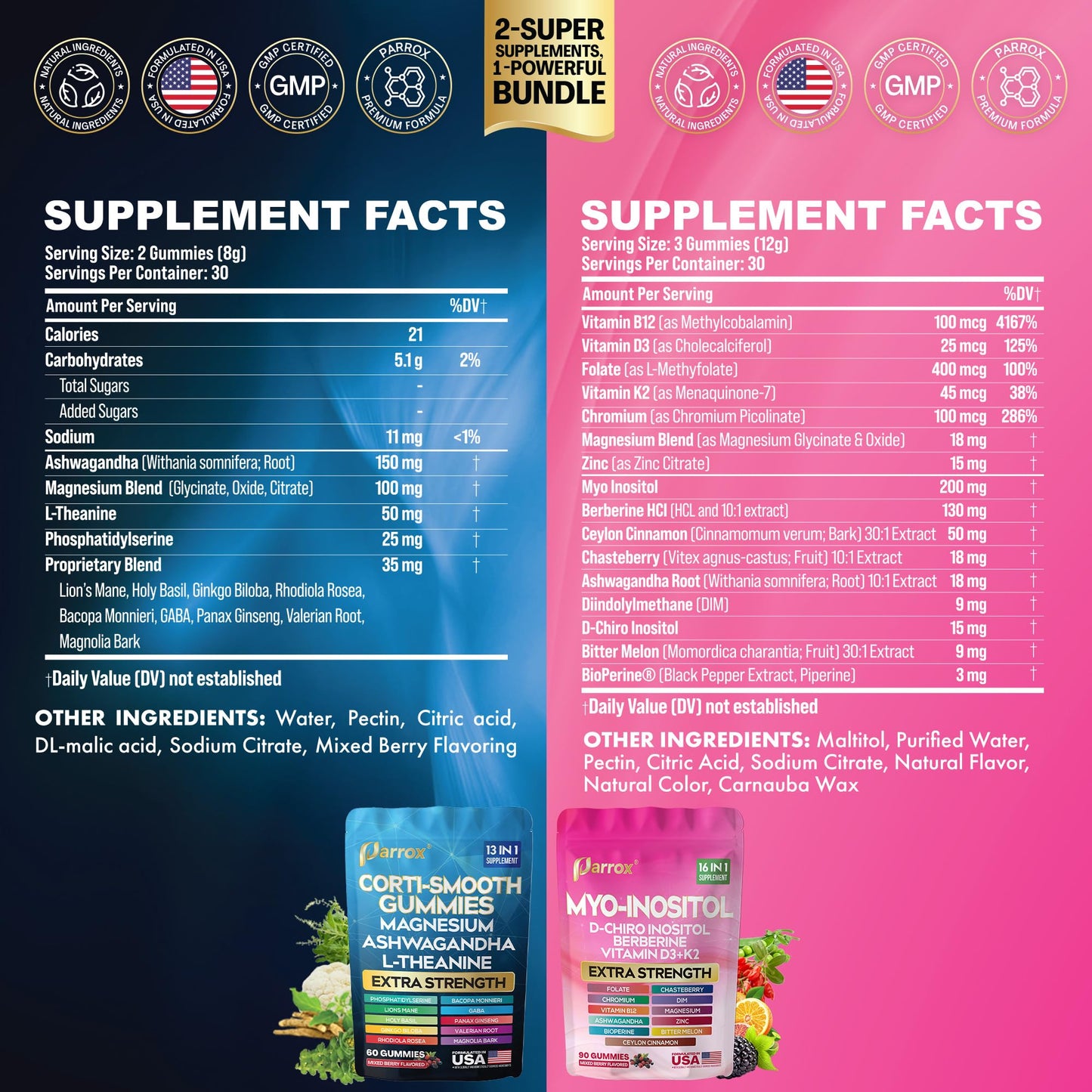 Soothe & Smooth Bundle Gummies - Cortisol & Myo-Inositol Supplement with D-Chiro Inositol, Berberine, Magenesium, Ashwagandha, L-Theanine, Vitamins D3+K2 & B12, Folate, Zinc Lion's Mane (150 Gummies) - dailyvitalstore