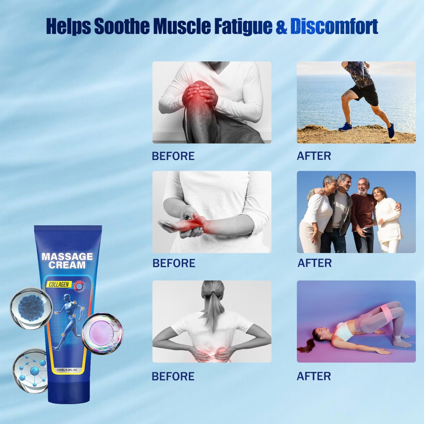 Soothing Cooling Gel for Muscle Tightness – Fast Absorbing Formula with Aloe Vera, Menthol & Tea Tree Oil | Sports & Daily Body Care Gel for Women & Men | Non-Greasy, Refreshing Feel (100ML/3.4oz) - dailyvitalstore