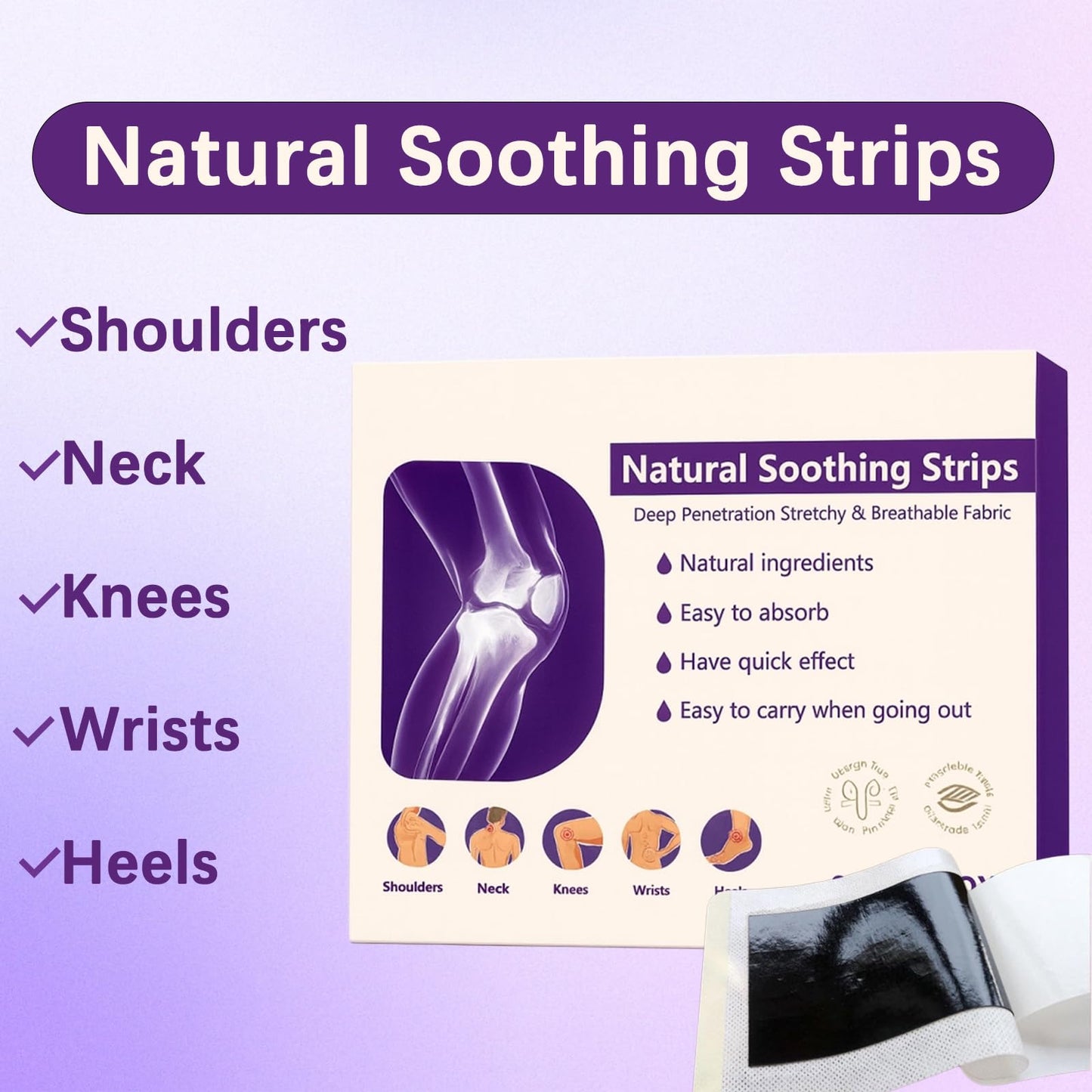 Soothing Joint Patches – Natural Herbal Comfort Pads for Knees, Shoulders, Back & Neck, Stretchy Breathable Fabric, Joint & Muscle Soreness, Long Lasting Soothing Strips, 8 Pcs/Box (2PCS) - dailyvitalstore