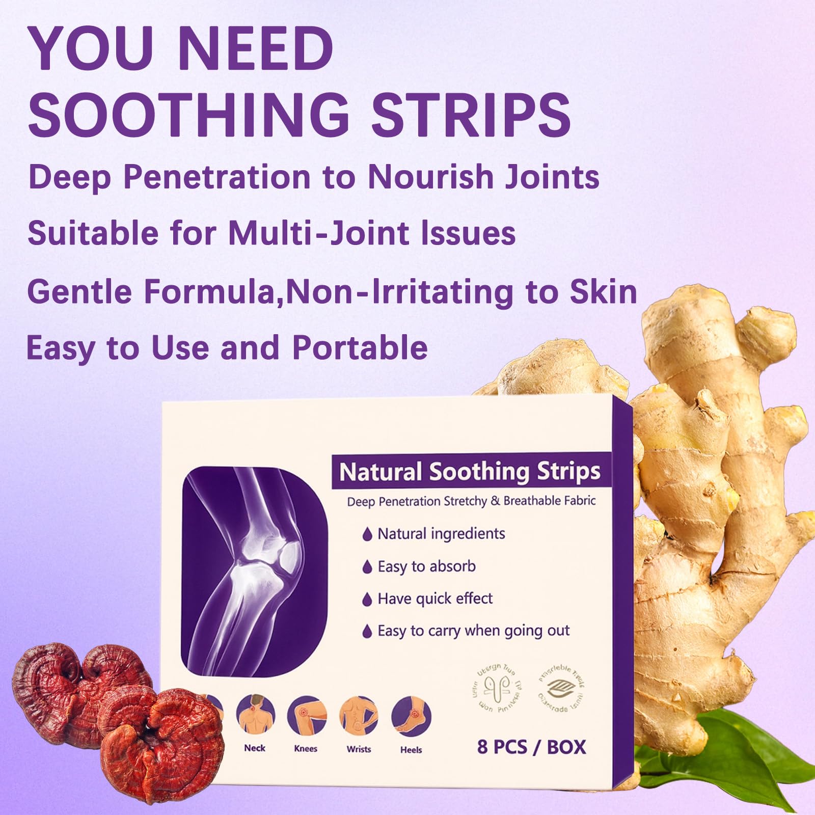 Soothing Joint Patches – Natural Herbal Comfort Pads for Knees, Shoulders, Back & Neck, Stretchy Breathable Fabric, Joint & Muscle Soreness, Long Lasting Soothing Strips, 8 Pcs/Box (2PCS) - dailyvitalstore