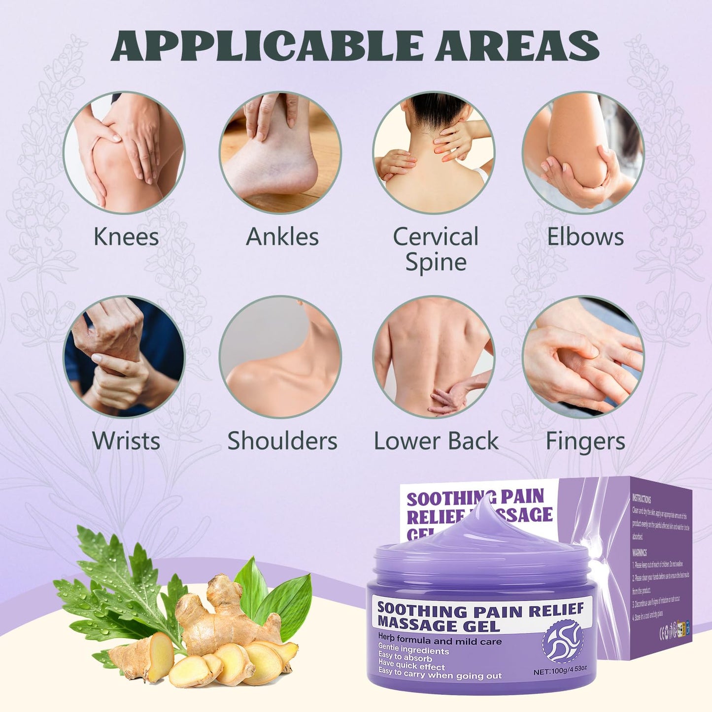 Soothing Massage Gel (100g) - Joint Relief Purple Gel, Natural Ingredients Soothing Relief Cream, Fast-Absorbing Jointgel Cream for Soothing Joint, Shoulder, Knee, Back, Lumbar & Muscle Stiffness - dailyvitalstore