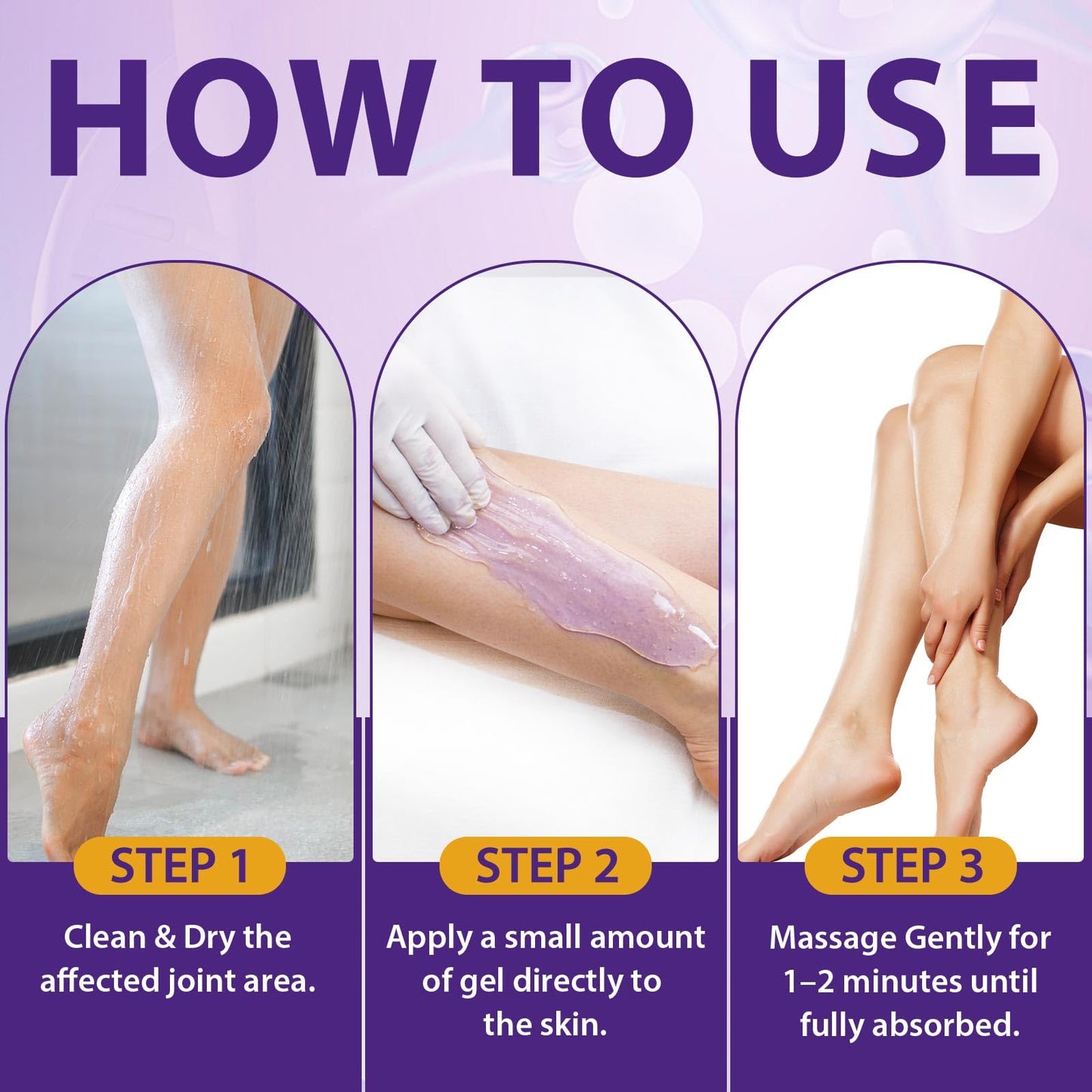 Soothing Massage Gel - Joint Massage Purple Gel, Natural Ingredients & Fast-Absorbing for Soothing Joint, Shoulder, Knee, Back & Muscle Stiffness - dailyvitalstore