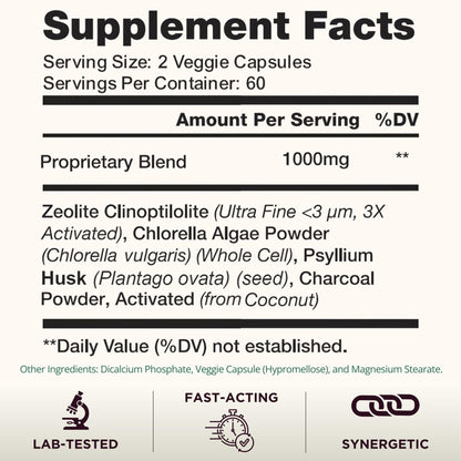 SORBOLIT Colon Cleanse Formula + Debloat - Zeolite Detox, Chlorella, Activated Charcoal & Psyllium Husk Fiber for Gut Health, Gut Cleanse, - dailyvitalstore