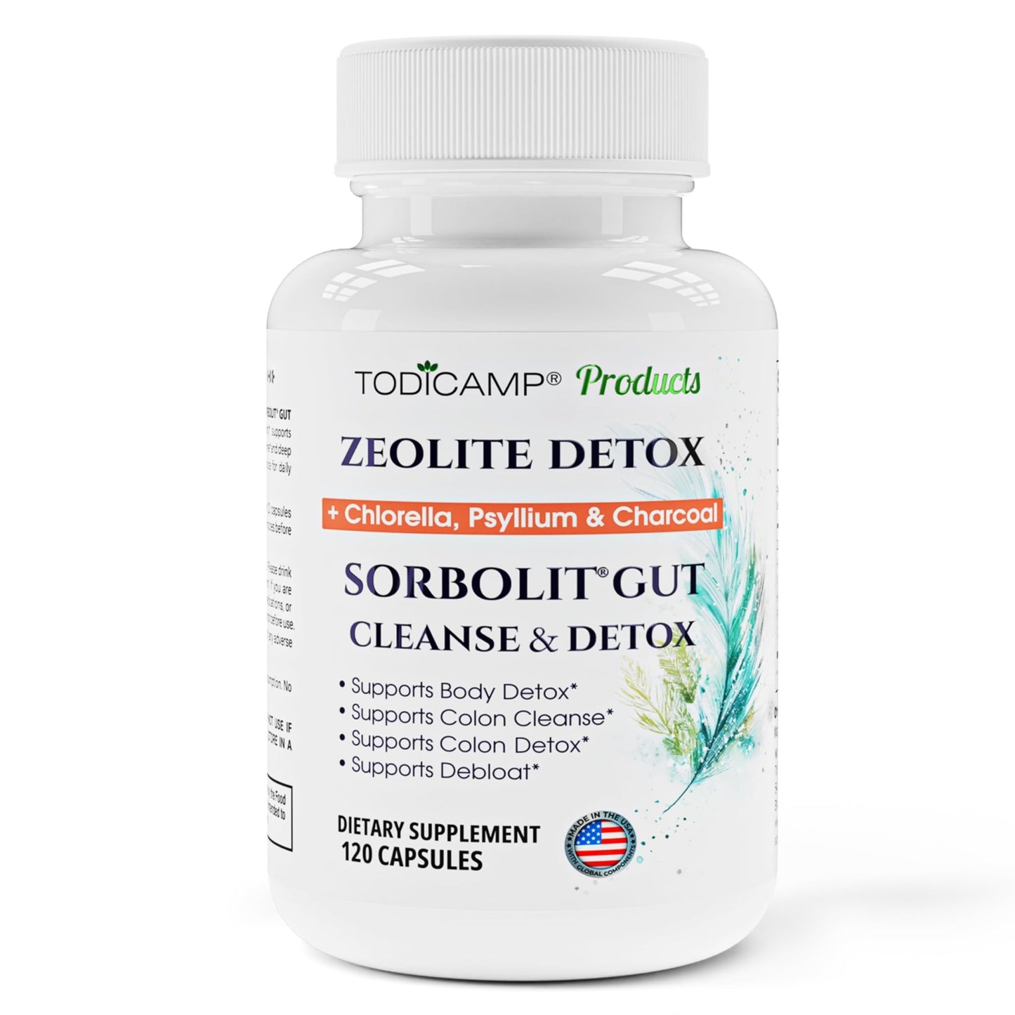 SORBOLIT Colon Cleanse Formula + Debloat - Zeolite Detox, Chlorella, Activated Charcoal & Psyllium Husk Fiber for Gut Health, Gut Cleanse, - dailyvitalstore