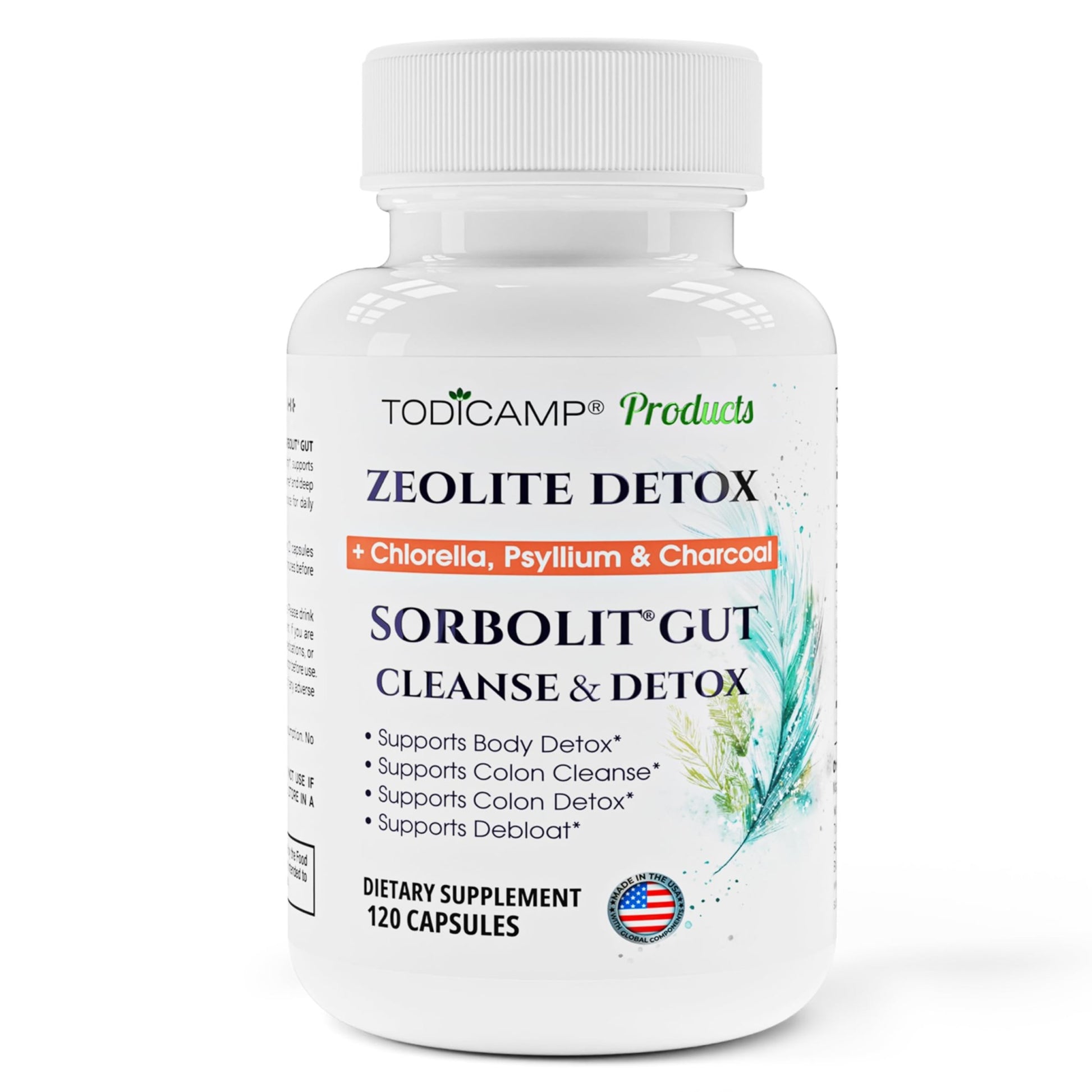 SORBOLIT Colon Cleanse Formula + Debloat - Zeolite Detox, Chlorella, Activated Charcoal & Psyllium Husk Fiber for Gut Health, Gut Cleanse, - dailyvitalstore