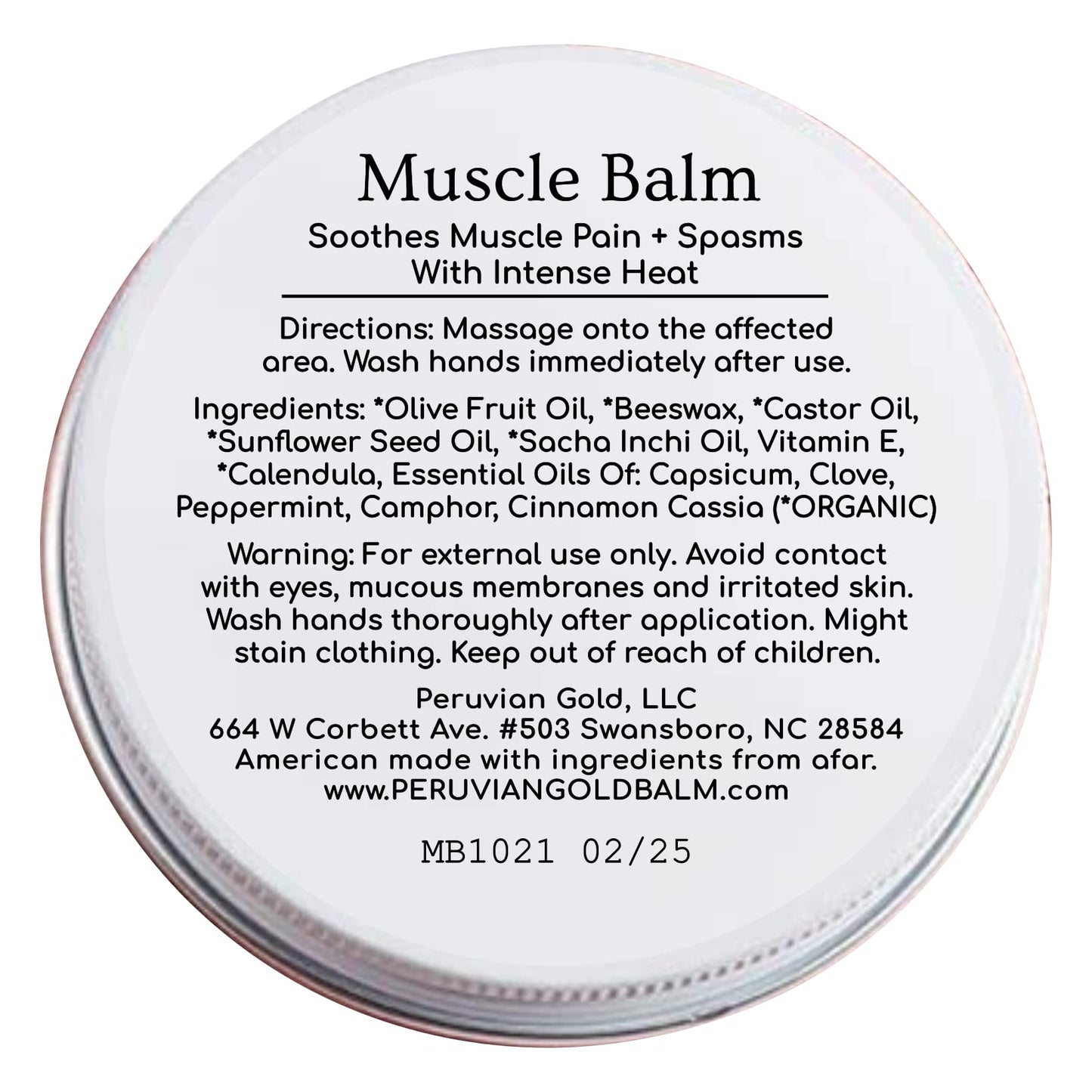 Sore Muscle Balm - Peruvian Gold Intense Heat Therapy Muscle Rub. 500K Scoville Heat Units Melts Away Sore, Painful Muscles. 2oz - dailyvitalstore