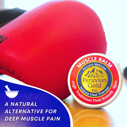 Sore Muscle Balm - Peruvian Gold Intense Heat Therapy Muscle Rub. 500K Scoville Heat Units Melts Away Sore, Painful Muscles. 2oz - dailyvitalstore