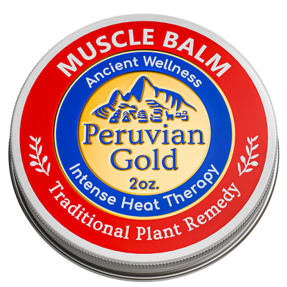 Sore Muscle Balm - Peruvian Gold Intense Heat Therapy Muscle Rub. 500K Scoville Heat Units Melts Away Sore, Painful Muscles. 2oz - dailyvitalstore