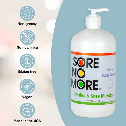 Sore No More Cool Relieving Gel for Aches & Pains in Muscles & Joints associated with Strains, Bruises & Sprains | Absorbs Quickly with a Refreshing Lemon Aroma | 32 oz Bottle with Pump - dailyvitalstore