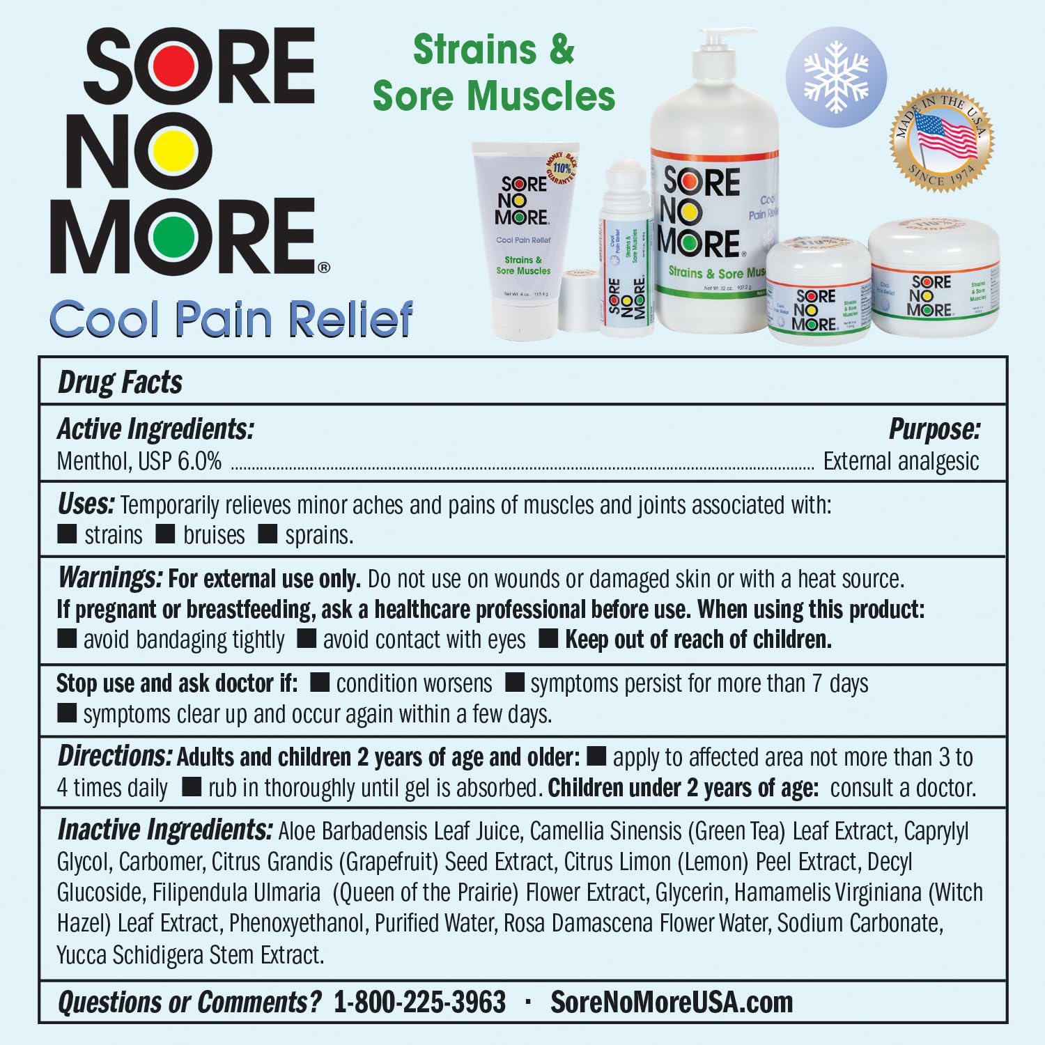 Sore No More Cool Relieving Gel for Aches & Pains in Muscles & Joints associated with Strains, Bruises & Sprains | Absorbs Quickly with a Refreshing Lemon Aroma | 32 oz Bottle with Pump - dailyvitalstore