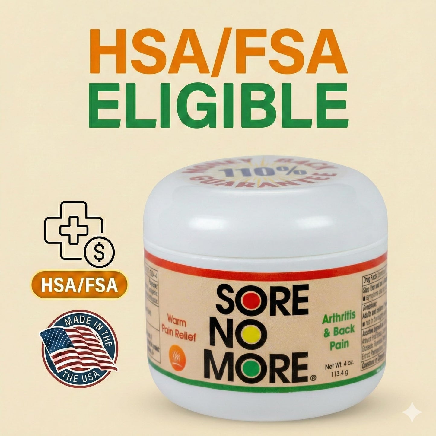 Sore No More Warm Arthritis Pain Relief Cream – Targeted Reliever for Back, Neck, Hands & Feet – Soothing & Fast-Acting Formula for Aches and Pains – Non-Greasy with Orange Aroma – 4 oz - dailyvitalstore