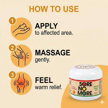 Sore No More Warm Arthritis Pain Relief Cream – Targeted Reliever for Back, Neck, Hands & Feet – Soothing & Fast-Acting Formula for Aches and Pains – Non-Greasy with Orange Aroma – 4 oz - dailyvitalstore