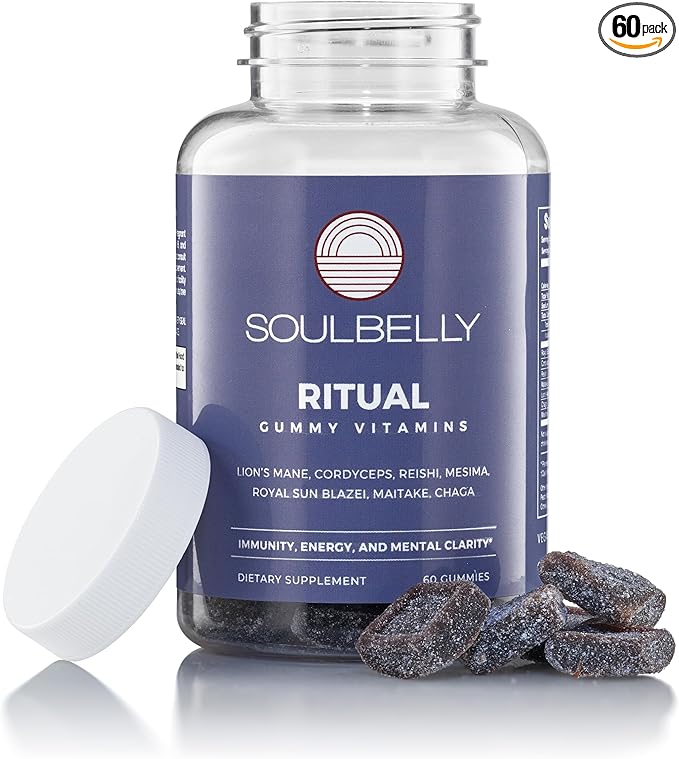 SOULBELLY Multi-Mushroom | Ritual Vitamin Gummies for Energy, Focus and Immune Balance | Vegan | Gluten-Free | Non-GMO | 60 Count - dailyvitalstore