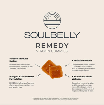 SOULBELLY Super Immunity | Remedy Vitamin Gummies for Immune Support | Vegan | Gluten-Free | Non-GMO | 60 Count - dailyvitalstore