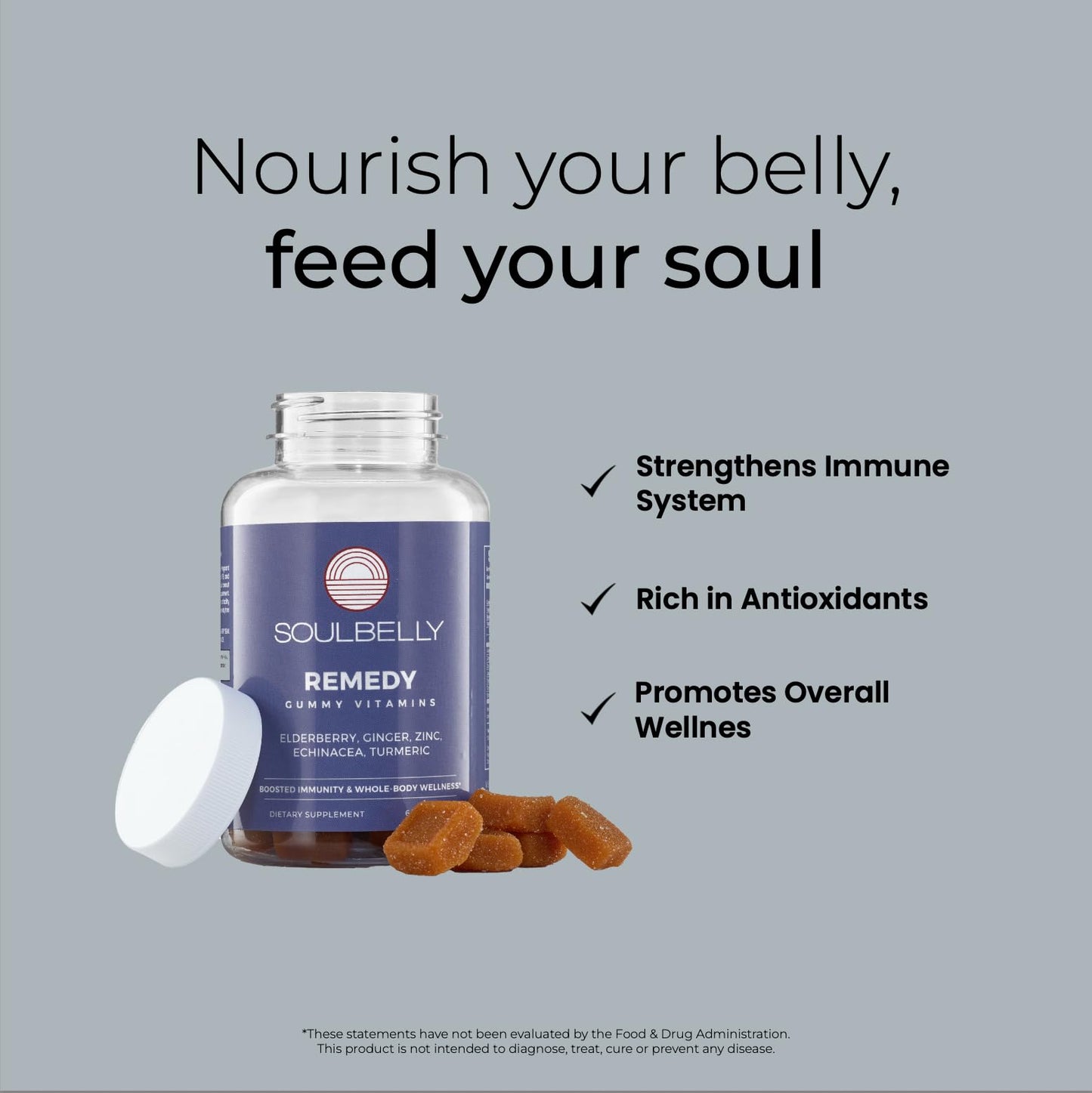 SOULBELLY Super Immunity | Remedy Vitamin Gummies for Immune Support | Vegan | Gluten-Free | Non-GMO | 60 Count - dailyvitalstore