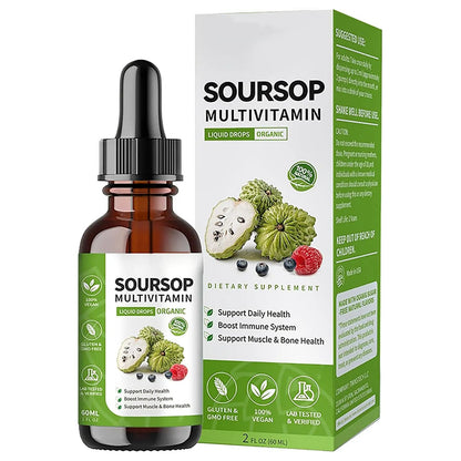 Soursop Bitters Liquid 2 Fl Oz, Soursop Graviola Leaf Extract Liquid Drop, Soursop Multivitamin Liquid Drops Organic for Cell Support, Immune System, Relax - dailyvitalstore